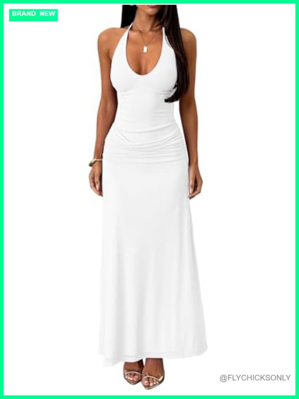 Kaximil Backless Halter Mesh Maxi Cocktail Dress Rushed Formal Wedding Guest